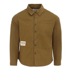 Firetrap Mens Logo Heavy Long-Sleeved Shirt / Army Khaki